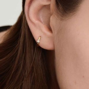 Mejuri Colored Mini Hoops (14k Yellow Gold, White Sapphire)